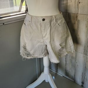 White Distressed Women's Denim Shorts